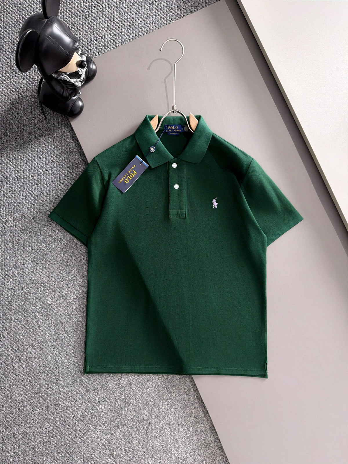 Kids Pique Knit Short‑Sleeve Polo Shirt Small Horse Embroidery Solid White Casual Top