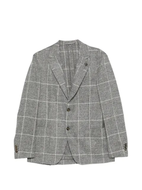 Lardini check-pattern notched-lapel jacket
