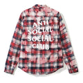 Anti Social Social Club Bleached Tie‑Dye Plaid Flannel Shirt
