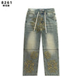 Vale Forever Embroidered Letter Washed Jeans