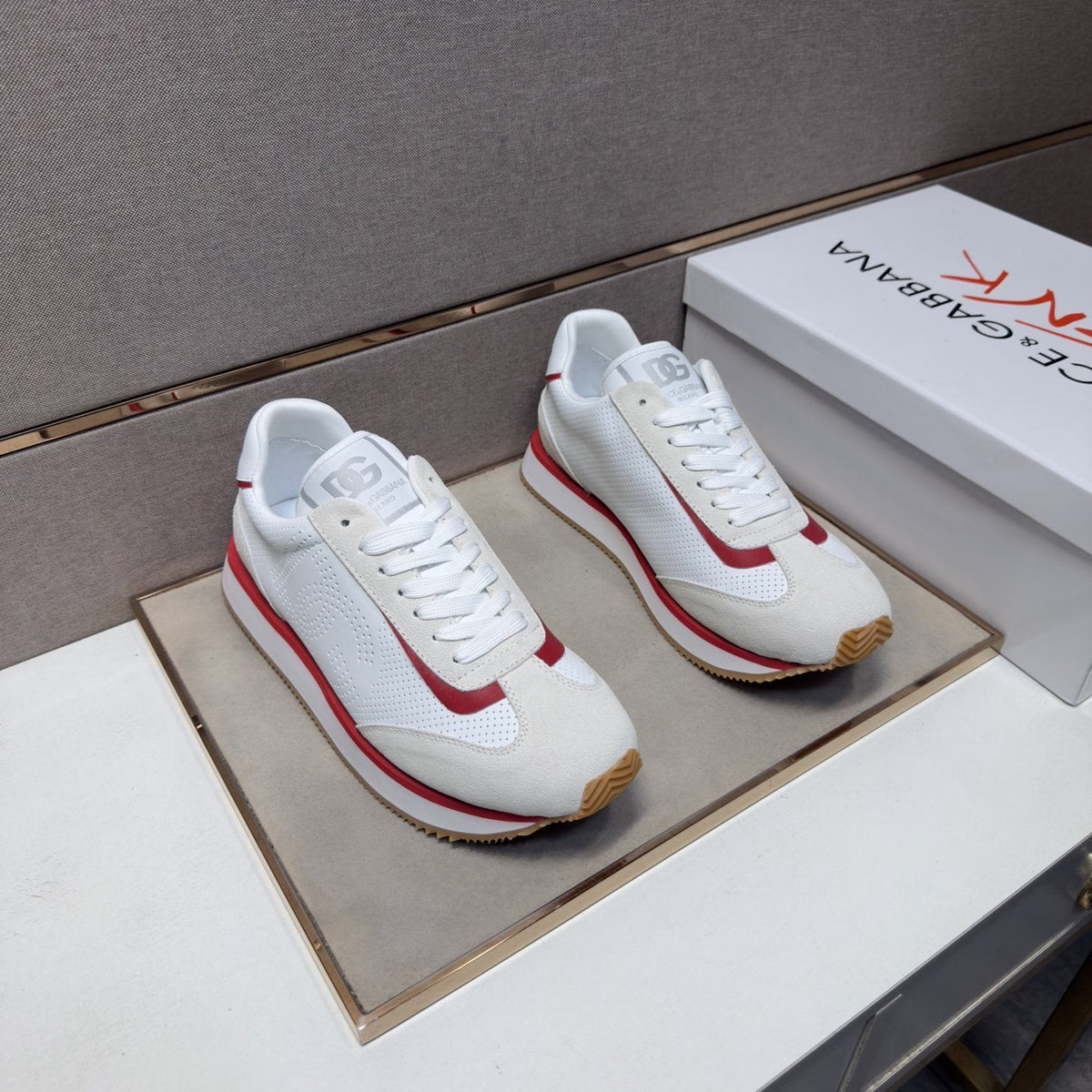 Dolce & Gabbana Men's White Red Gum Sneakers