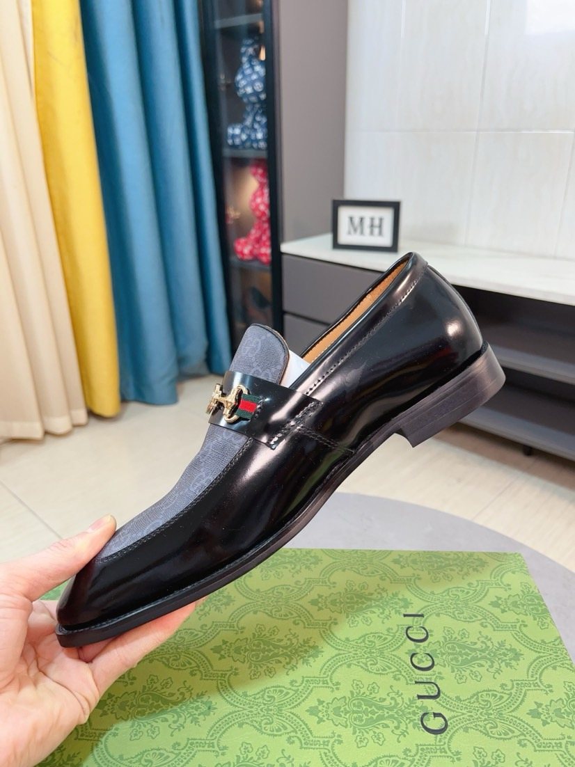 Gucci Monogram Metal Bit Loafers
