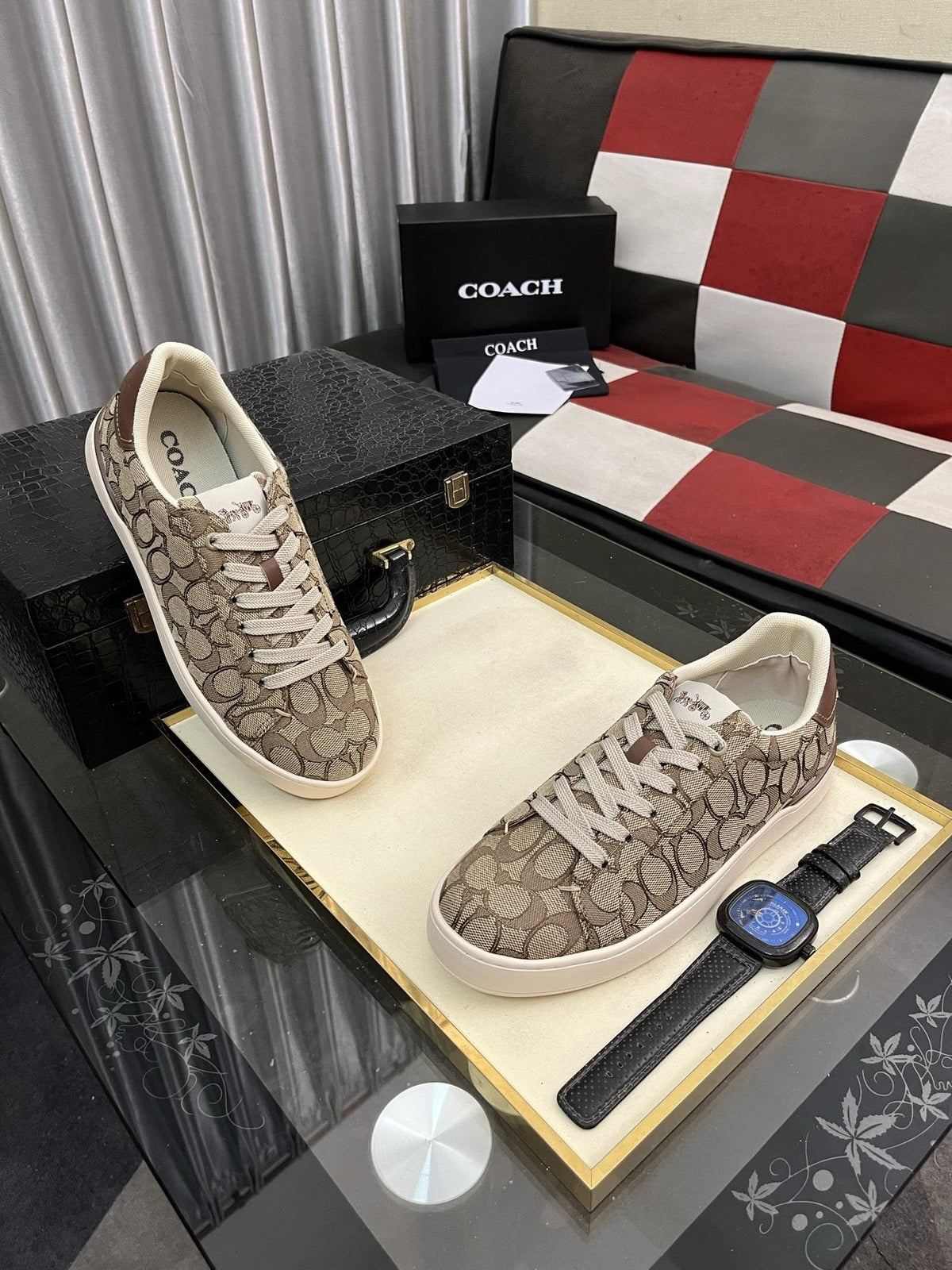 Coach Black and Charcoal Low-Top Sneakers