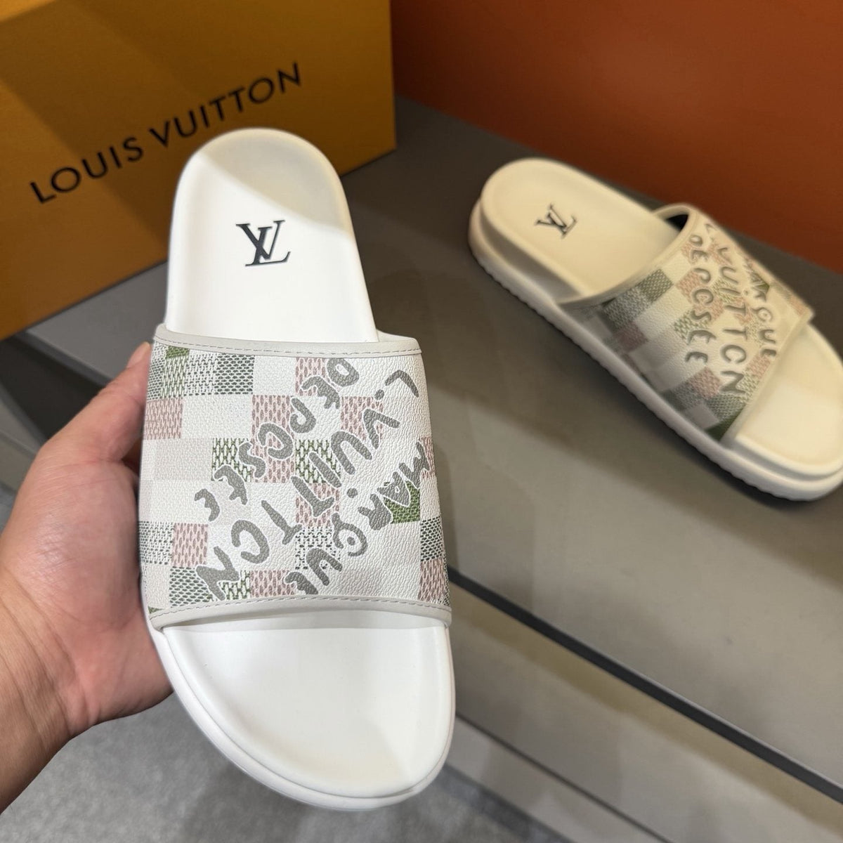 Louis Vuitton Graphic Strap Slide Sandals - Slip-On Construction