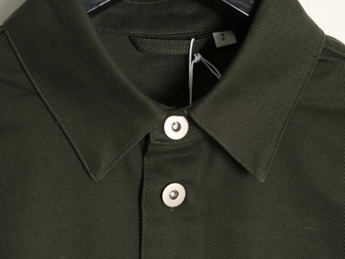 Burberry Shield-Detail Denim Shirt Jacket - Olive